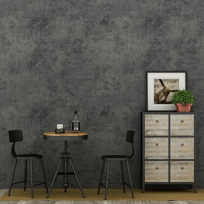 3yecao 16"×197" Extra Thick Dark Blue Grey Concrete Wallpaper Peel and Stick Waterproof Gray Concrete Contact Paper Vinyl Wrap 3d Faux Adhesive Cement Tile Sticker for Kitchen Island Bedroom Gym Walls