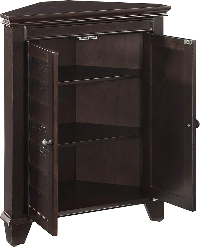 Crosley Furniture Lydia Corner Storage Cabinet and Bathroom Organizer with Shelves, Espresso