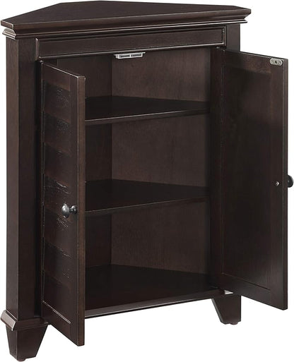 Crosley Furniture Lydia Corner Storage Cabinet and Bathroom Organizer with Shelves, Espresso