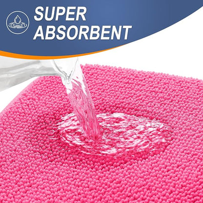 OLANLY Thick Memory Foam Bathroom Rugs 36x24, Absorbent Bath Mat, Hot Pink | Soft Quick Dry Bath Rugs, Non-Slip, Machine Washable Carpet for Bathroom Floor, Tub and Shower, Home Decor Accessories