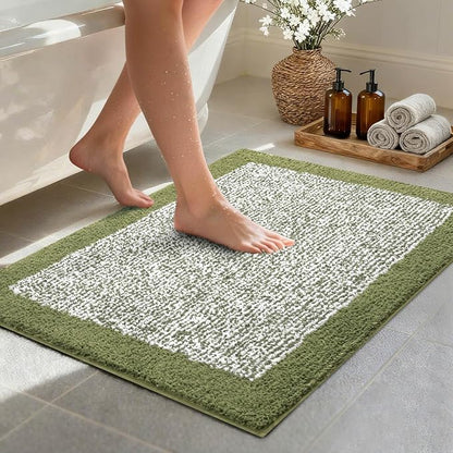 Bathroom Rugs 30x20 Non Slip Washable, Olive Green Bath Mat for Bathroom Floor Tub, Soft Absorbent Quick Dry Mats for Shower, Bathtub,Home Decor