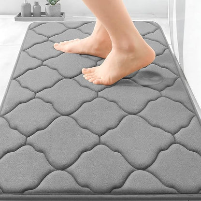 OLANLY Memory Foam Bath Mat Rug 30x20, Ultra Soft and Absorbent Bathroom Rugs, Non-Slip, Comfortable, Machine Washable Bath Carpet for Bathroom Floor, Tub, Shower and Home Decor Accessories, Grey