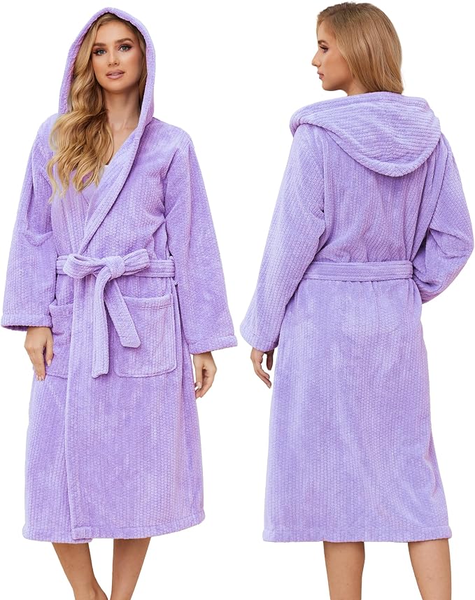 PJGGZ Hooded Bathrobes for Women, Soft Long Towel Robes for Women - Quick Dry yet Warm