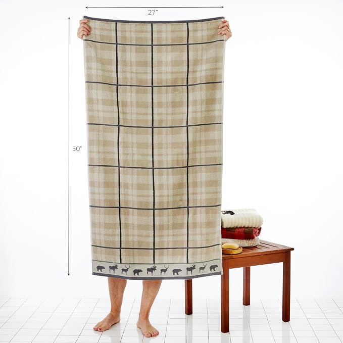 SKL Home Yellowstone Grand Teton Bath Towel, Taupe 50.00" x 27.00" (Pack of 12)