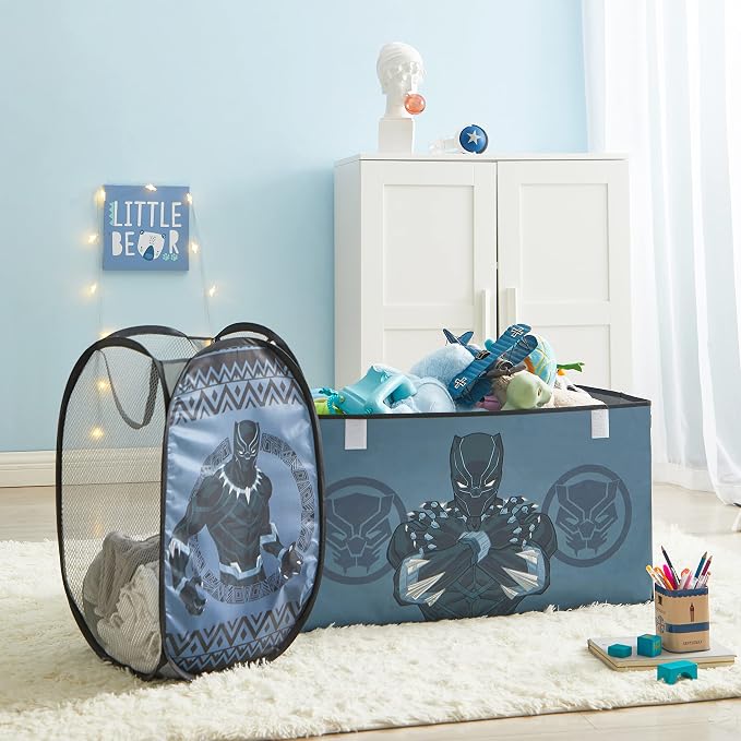 Idea Nuova Marvel Black Panther Pop Up Hamper with Durable Carry Handles, 21'' H x 13.5'' W X 13.5'' L