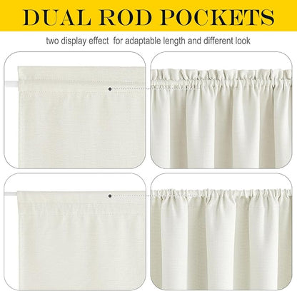 NICETOWN Farmhouse Door Curtain - Window Treatments Panels Thermal Insulated Energy Efficient Rod Pocket Faux Linen Curtains for Glass French Patio Door with Tieback, 30 x 72 inches, Natural, 1 Piece