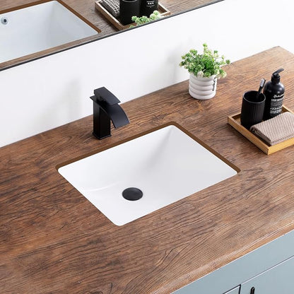 21 Inch Undermount Bathroom Sink White Ceramic Rectangular Under Counter Bathroom Sink for Cabinet Porcelain Vanity Sinks,Overflow Type (20.4"x15.0")