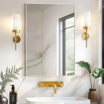 Bathroom Vanity Mirror for Wall, 20"x30" Bathroom Mirror for Over Sink | HD Shatterproof Glass, Rectangular Metal Frame, Horizontally or Vertically, Mirror for Bathroom, Living Room, Entryway,Silver