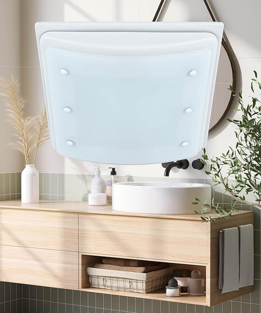 Good Housekeeping (90069) Buckingham 100 CFM 2.0 Sones Decorative Bathroom Ventilation Exhaust Fan with Light & Night-Light in Matte White