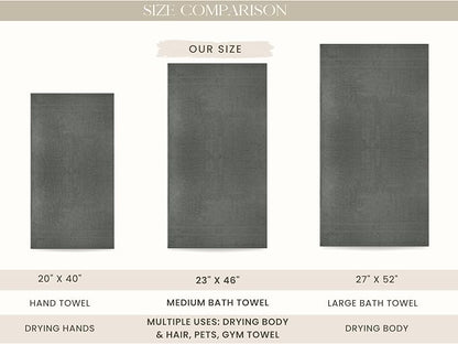 Looperry 6 Pack Small Bath Towel Set - 100% Cotton 23x46 Shower Towels in 450 GSM. Lightweight & Absorbent Quick Dry Gym Towel for Showering, Pet Drying, Spas & Salons (Charcoal Grey)