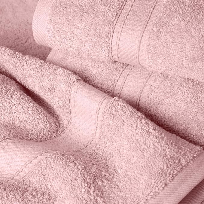 Superior Egyptian Cotton Plush & Absorbent, Bath Towel Set of 4, Tea Rose | Quick Dry, Soft Luxury Towel Set, Bath Essentials for Bathroom, Guest Bath, Spa, 4 Piece Bath, Madeline Towels
