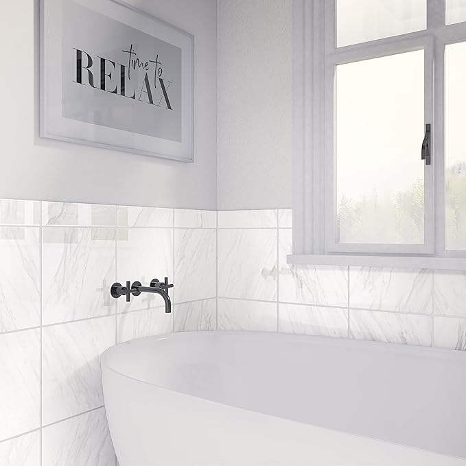 Daltile Perpetuo 12" X 12" Porcelain Marble Look Floor & Wall Tile in Polished Timeless White (13 pieces per carton) (12.22 sqft per carton)