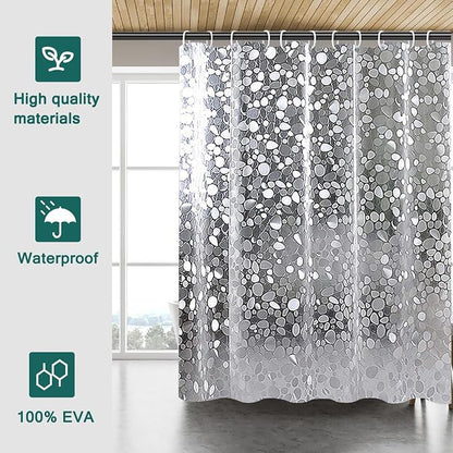 Clear Shower Curtain Liner, 100% Waterproof EVA 3D Shower Curtains with 3 Duty Heavy Bottom Magnets and 12 Rust Proof Grommets, 72x72 Weighted Shower Liner for Shower Stall, Bathtubs