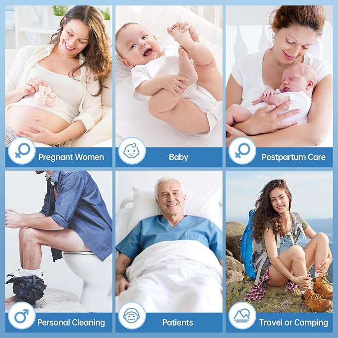Electric Peri Bottle for Postpartum:3 Nozzles, 3 Modes, Rechargeable | Leak-proof, auto shut-off, 60 uses per charge, one-touch rinsing, spa-like cleansing for all ages
