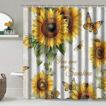 AZHM You are My Sunshine Shower Curtain Set Sunflower Inspirational Phrases Bathroom Decor Set with Rugs and Accessories