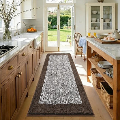 60x24 Long Bathroom Rugs Washable Non Slip, Brown Bath Mat for Bathroom Floor Tub, Soft Absorbent Quick Dry Mats for Shower,Bathtub,Home Decor