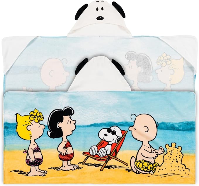 Peanuts Snoopy Kids Super Soft Bath/Pool/Beach Soft Cotton Terry Hooded Towel Wrap, 24 in x 50 in, (Officially Licensed Product) by Franco