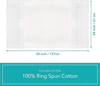 Pleasant Home Bath Towels Set of 6 (24” x 50”) 100% Cotton, 515 GSM | Lightweight, Soft & Highly Absorbent Luxury Towels for Bathroom | for Gym, Pool & Spa | 6 Pack, White