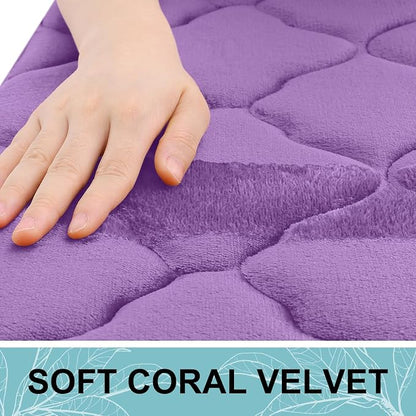 OLANLY Memory Foam Bath Mat Rug 59x20, Ultra Soft and Absorbent Bathroom Rugs, Non-Slip, Comfortable, Machine Washable Bath Carpet for Bathroom Floor, Tub, Shower and Home Decor Accessories, Lavender