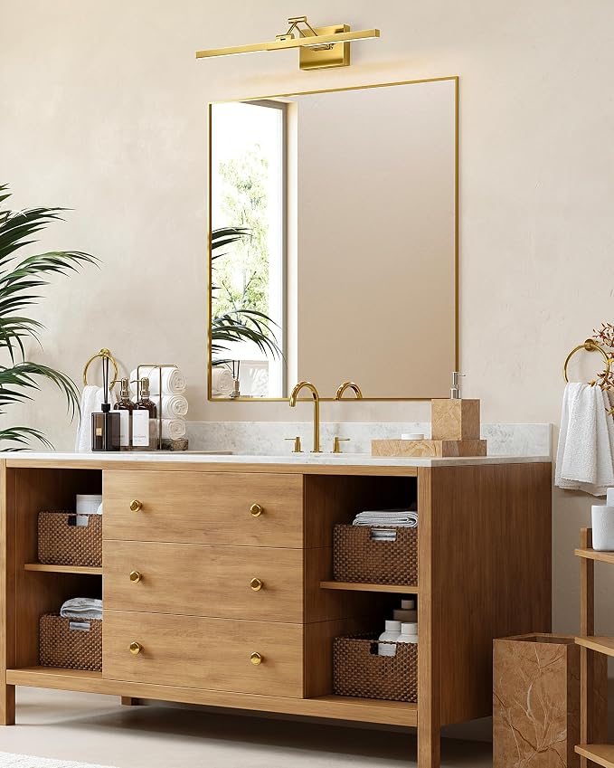 VONLUCE 24" Modern LED Bathroom Vanity Light, Brushed Gold | 3CCT, Flicker-free, 360° Rotatable Head & Swing Arm, IP44 waterproof Bathroom Light Fixture Over Mirror for Bathroom, Picture
