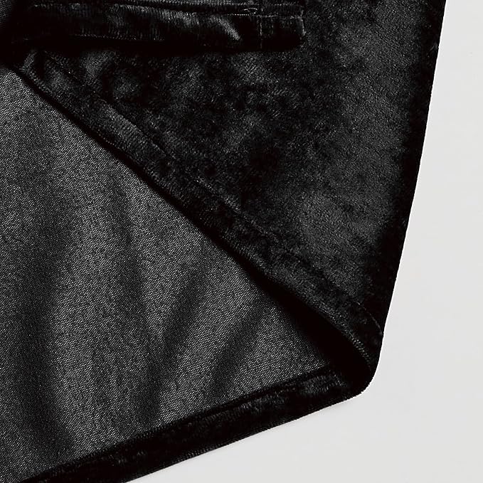 Fredsure Distressed Velvet Shower Curtain Set, 13 Pieces Black Including 1 Piece 72"x72" Shower Curtain and 12 Pieces Silver Hooks