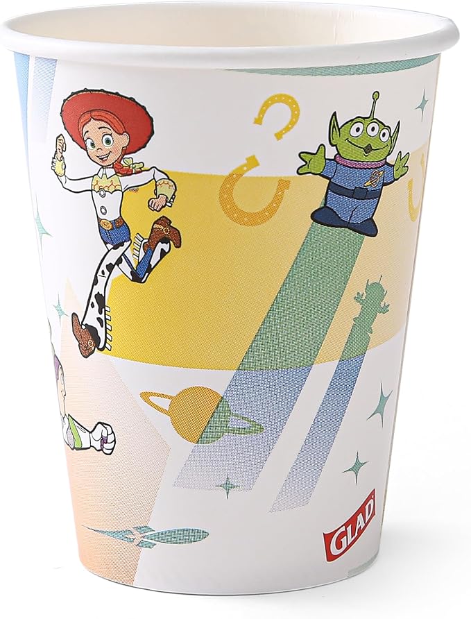 Glad for Kids Disney Pixar Toy Story Paper Cups, Beams, 9 Oz, 40 Ct, 10-Pk | Fun kid-friendly design, for juice, water, and cold drinks, disposable, lightweight, everyday party use