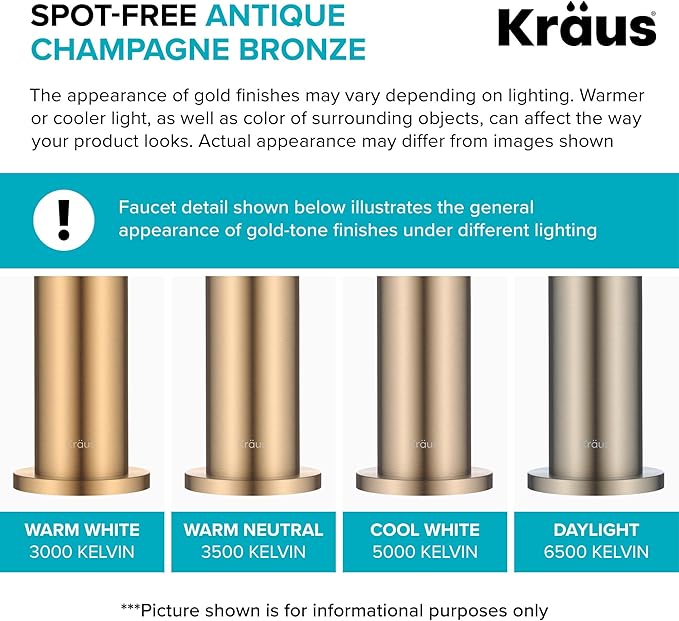 KRAUS Oletto Single Handle Drinking Water Filter Faucet for or Water Filtration System in Spot-Free Antique Champagne Bronze, FF-103SFACB