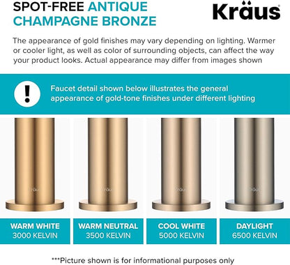 KRAUS Oletto Single Handle Pull Down Kitchen Faucet in Spot Free Antique Champagne Bronze, KPF-2820SFACB