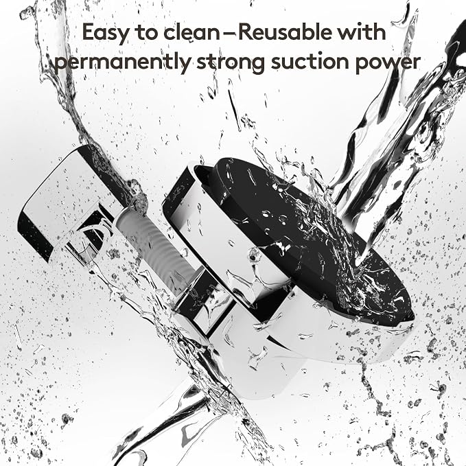 Shower Head Holder with Suction | 360° Swivel | Gray | Tool-free install in seconds, 360° swivel head, 10kg built-in storage hook, removable, rust-resistant, strong suction grip