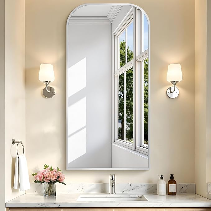 COFENY Bathroom Mirror, 24x48 inch Silver Rectangle Wall Mounted Mirror with Thin Frame, Bathroom Vanity Mirrors for Over Sink, Entryway, Living Room, Bedroom