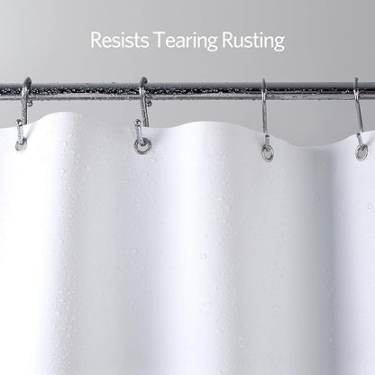EHZNZIE Shower Curtain Liner Light Weight PEVA, Shower Liner 72x72 Inches, Waterproof, No Chemical Smell with 12 Rust Proof Metal Grommets for Bathroom Shower Curtain, White
