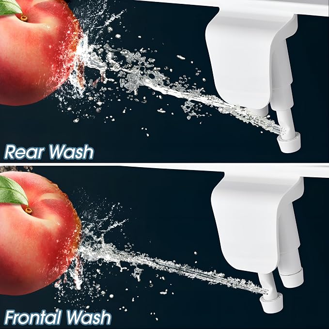 Ultra-Slim Bidet Attachment for Toilet - Dual Nozzle (Frontal & Rear Wash) with Adjustable Cold Water Pressure and Stainless Steel Inlet - Hygienic Solution for Fresh Cleanliness, Gold 1 Pcs