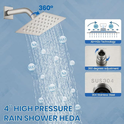 Airuida Shower Faucet Set,4 Inch Shower Valve Kit,Brushed Nickel | Male Threads,Rough-in Valve Shower Trim Kit,Single Handle Control Shower Set