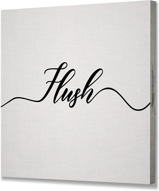 Renditions Gallery Simple Flush Sign Bathroom Décor Gallery Wrapped Canvas Wall Art, 12x12,