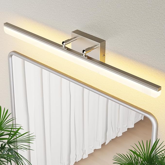 Brushed Nickel Vanity Light 31.5", 24W LED Dimmable Bathroom Light Bar with Adjustable Angle & 5CCT – Modern Long Wall Fixture for Bathroom, Powder Room, Bedroom, Apartment, Hotel