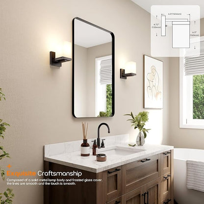 Wall Lights Over Mirror Bathroom Vanity Lighting Fixtures with White Frosted Glass Shade, Porch Wall Sconces, 2 Pack Oil Rubbed Bronze T003ORB-L1-P2