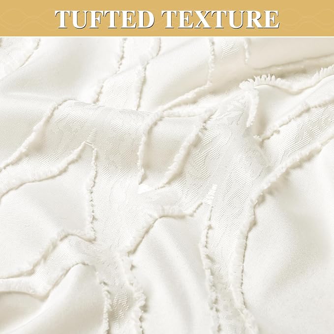 Yinhua No Hook Shower Curtain with Snap in Liner Set, 71" W×74" L, Beige | Hotel Style Curtains with See Through Top Window, Washable Waterproof, Tufted, Hookless Curtain for Bathroom Bathtub