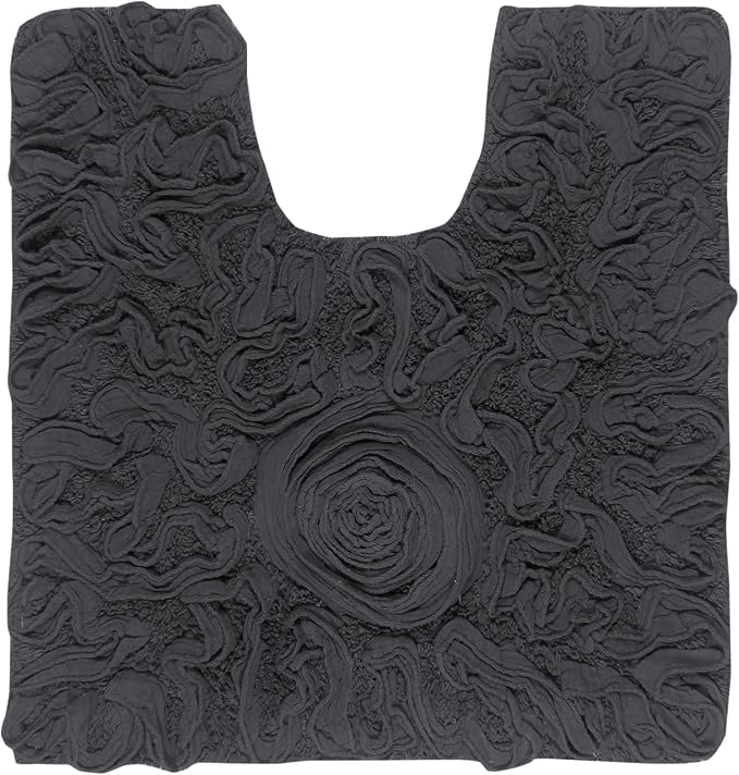Home Weavers Bell Flower Collection 100% Cotton Tufted Bath Rugs, Extra Soft and Absorbent Bath Rugs, Non-Slip Bath Mats, Machine Washable, Bath Mats for Bathroom Floor and Tub, 20"x20" Contour, Gray