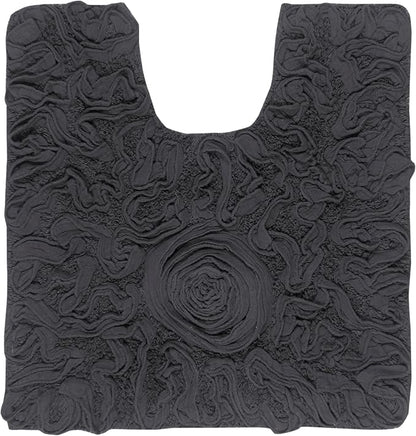 Home Weavers Bell Flower Collection 100% Cotton Tufted Bath Rugs, Extra Soft and Absorbent Bath Rugs, Non-Slip Bath Mats, Machine Washable, Bath Mats for Bathroom Floor and Tub, 20"x20" Contour, Gray
