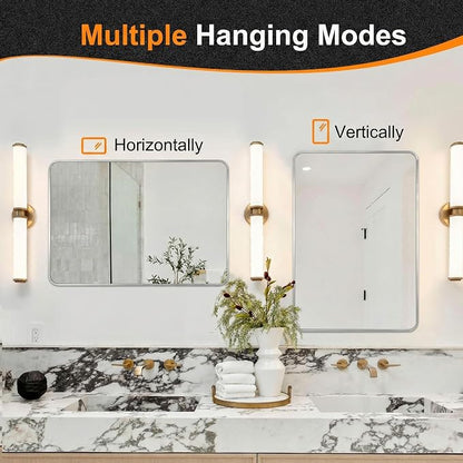 Bathroom Vanity Mirror, Silver Framed Mirror for Over Sink, 30x20 | HD glass, distortion-free for makeup and grooming, Sturdy frame, all mounting hardware, hangs horizontal or vertical