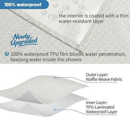 2-in-1 Waterproof Fabric Shower Curtain - No Separate Liner Needed, Hotel-Style Waffle Weave, Effortless Cleaning & Washable Bathroom Shower Curtain Set,72Wx72H,Cream