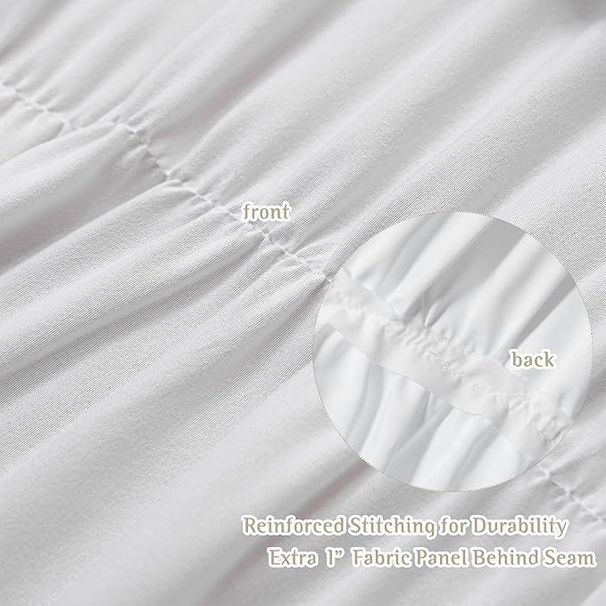 White Floral Ruffle Shower Curtain 72x72 Inches, Elegant Textured Design with Reinforced Stitch Panel, Bathroom Décor with Soft Fabric & Durable Construction, Machine Washable (LQ-41)
