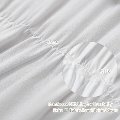 White Floral Ruffle Shower Curtain 72x72 Inches, Elegant Textured Design with Reinforced Stitch Panel, Bathroom Décor with Soft Fabric & Durable Construction, Machine Washable (LQ-41)