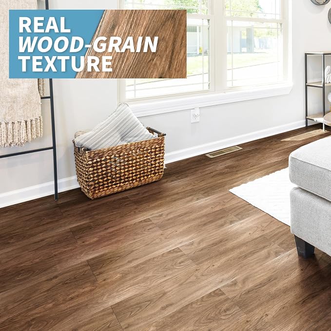 Art3d Wood Texture Peel and Stick Vinyl Floor Planks, 36-Pack, Rosewood | Cover 54 sq.ft, Waterproof, Self-Adhesive, Scratch Resistant, Premium Vinyl, Ideal for Bedroom, Living Room, Kitchen, RV