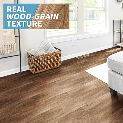 Art3d Wood Texture Peel and Stick Vinyl Floor Planks, 36-Pack, Rosewood | Cover 54 sq.ft, Waterproof, Self-Adhesive, Scratch Resistant, Premium Vinyl, Ideal for Bedroom, Living Room, Kitchen, RV