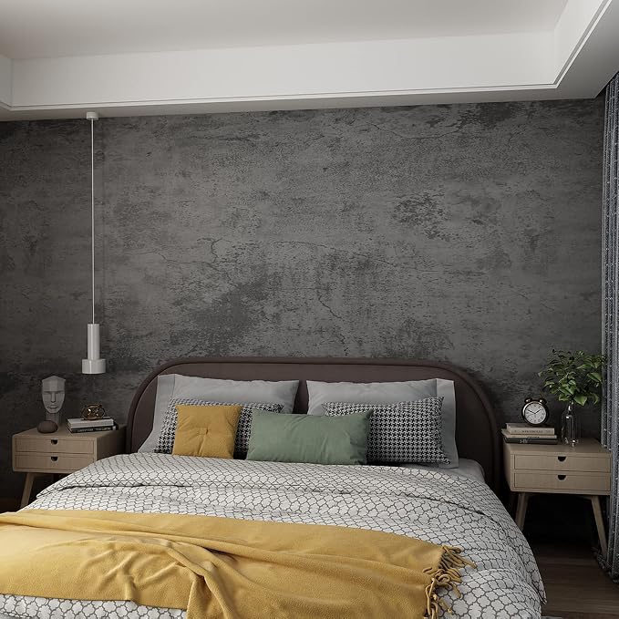 3yecao 16"×708" Large Size Thick Big Roll Faux Dark Blue Grey Concrete Wallpaper Peel and Stick Waterproof Gray Concrete Contact Paper Vinyl 3d Adhesive Cement Tile Sticker for Bedroom Store Gym Walls