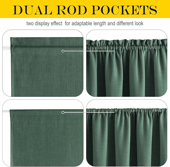NICETOWN Linen Door Curtains for Window - Window Treatment with Tieback, Privacy Shade for Sidelight Curtains Thermal Insulated Front Door Covering, W25 x L72, Dark Green, 1 Panel