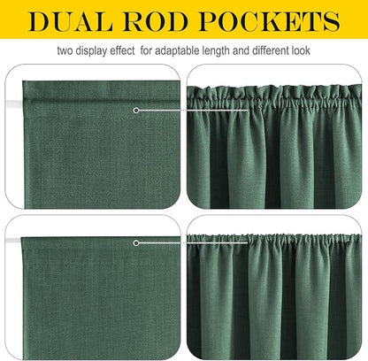 NICETOWN Linen Door Curtains for Window - Window Treatment with Tieback, Privacy Shade for Sidelight Curtains Thermal Insulated Front Door Covering, W25 x L72, Dark Green, 1 Panel