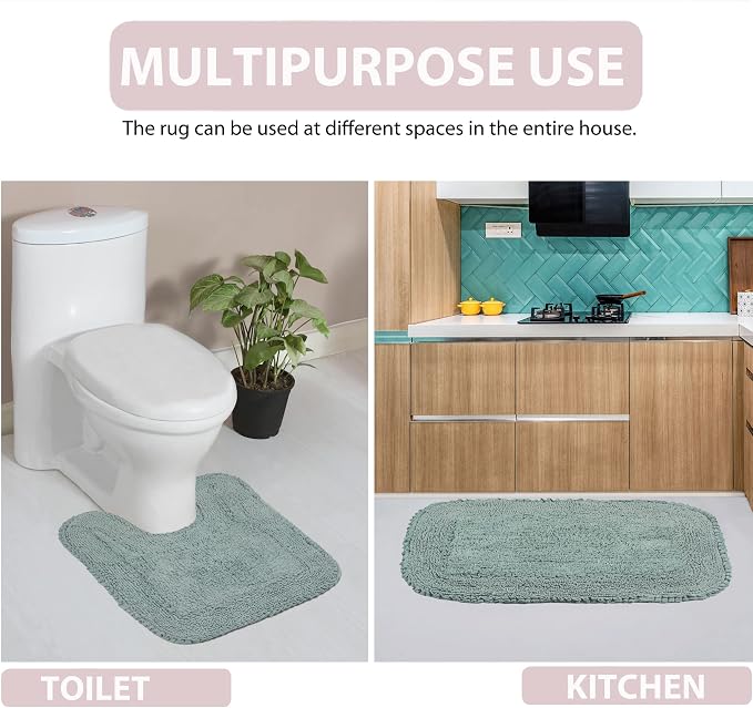 Home Weavers Radiant Collection 100% Cotton Bathroom Rugs Set, Machine Washable Rug, Extra Soft and Absorbent Bath Rug, Kitchen Mat, Bath Mat Set, Bath Floor Mat Non Slip, 24"x40" Rectangle, Blue