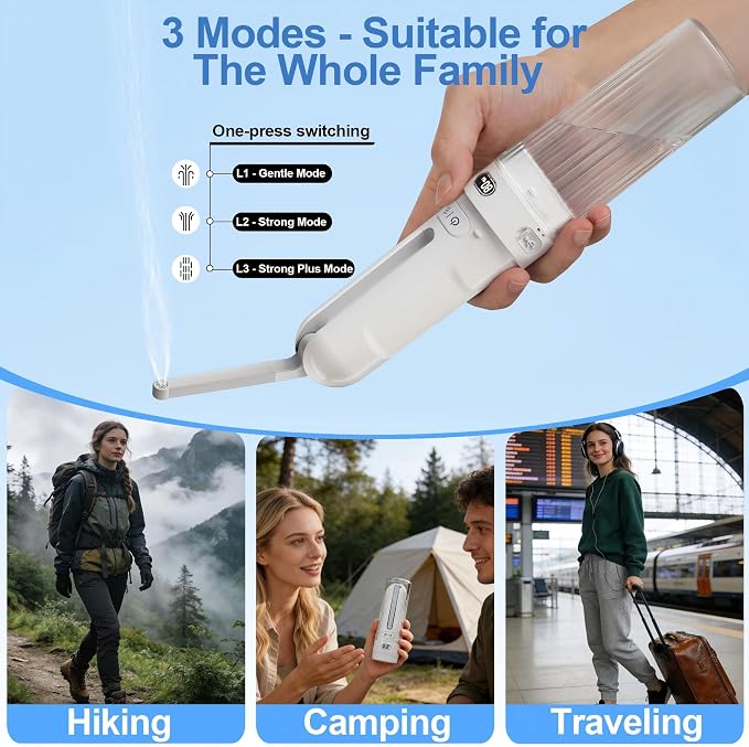 Electric Portable Bidet Toilet Aids Wiper Tool Set, White | 2-in-1 travel hygiene kit 15.7" extended length wiping tools 1600mAh Long-lasting Battery USB-C Rechargable IPX7 Waterproof